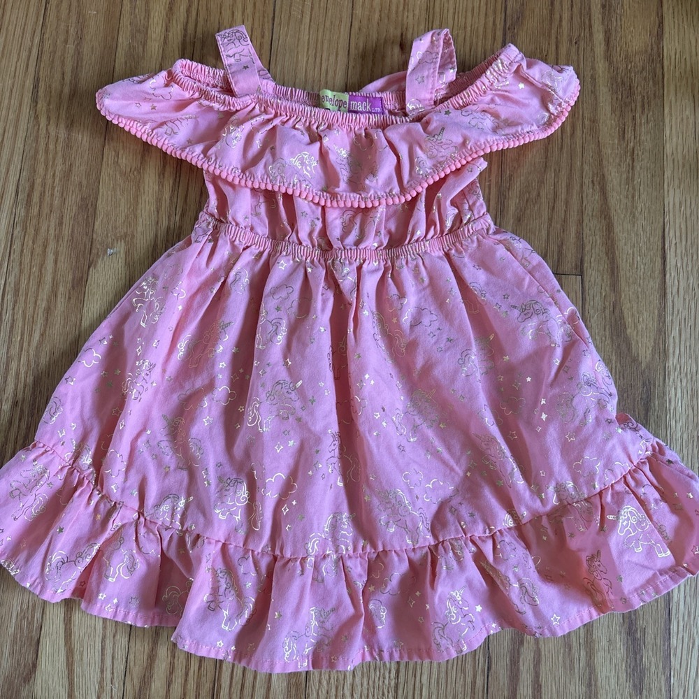 Penelope Mack girls Pink Corral Unicorn dress size 12-24M